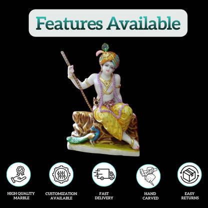 Marble Krishna Murti (24 - 30 Inch) - Salvik | Marble Murti Manufacturers in India