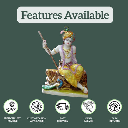 Marble Krishna Murti (24 - 30 Inch) - Salvik | Marble Murti Manufacturers in India