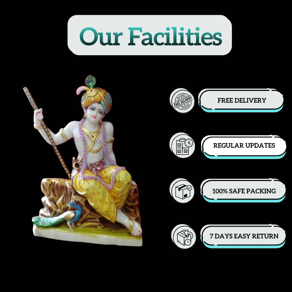 Marble Krishna Murti (24 - 30 Inch) - Salvik | Marble Murti Manufacturers in India