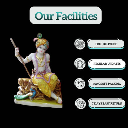 Marble Krishna Murti (24 - 30 Inch) - Salvik | Marble Murti Manufacturers in India