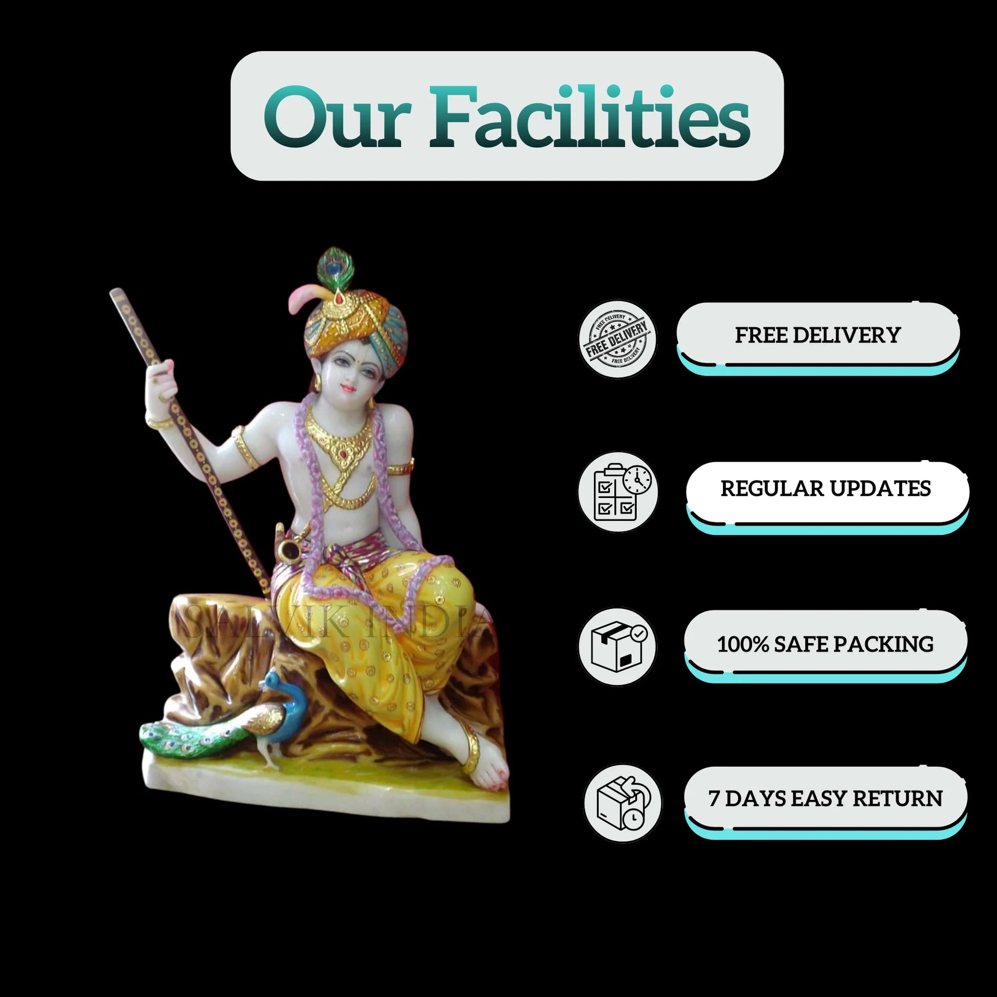 Marble Krishna Murti (24 - 30 Inch) - Salvik | Marble Murti Manufacturers in India