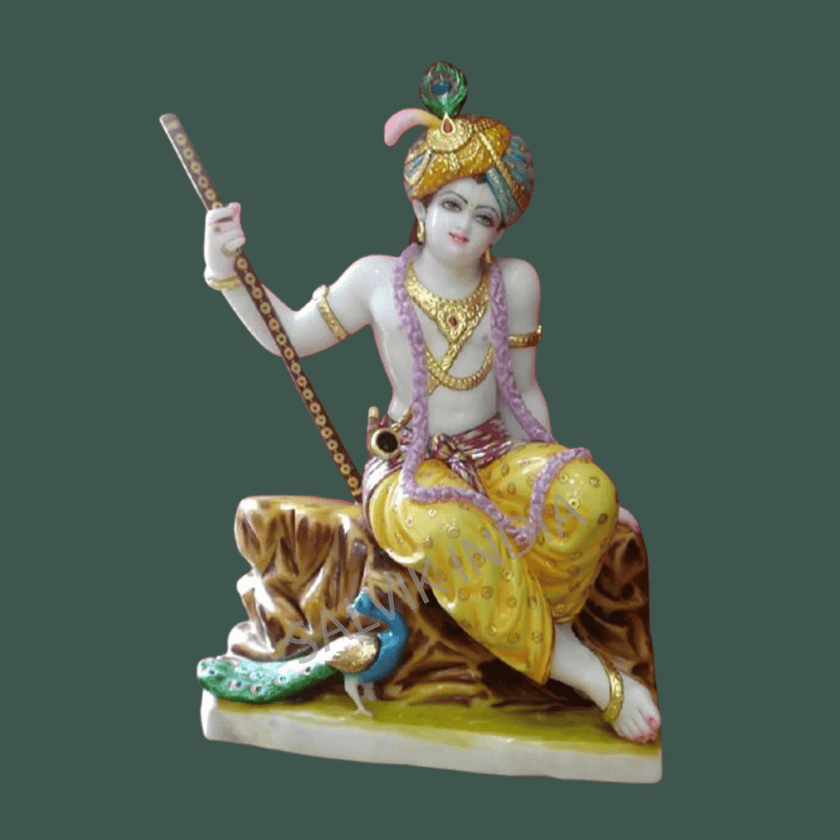 Marble Krishna Murti (24 - 30 Inch) - Salvik | Marble Murti Manufacturers in India