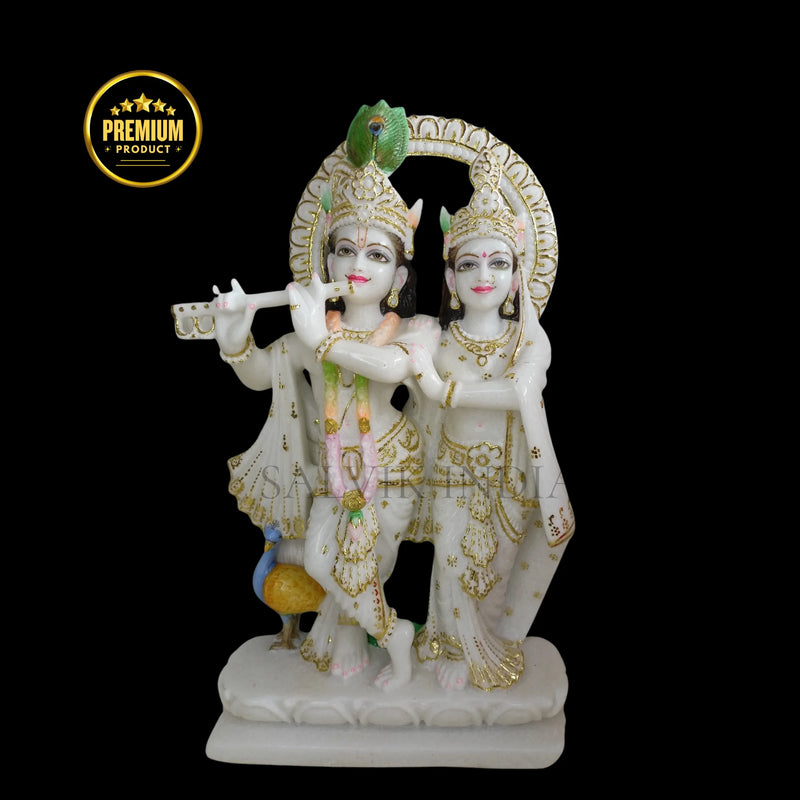 Handcrafted Marble Krishna Radha Statue for Home and Temple – Salvik India
