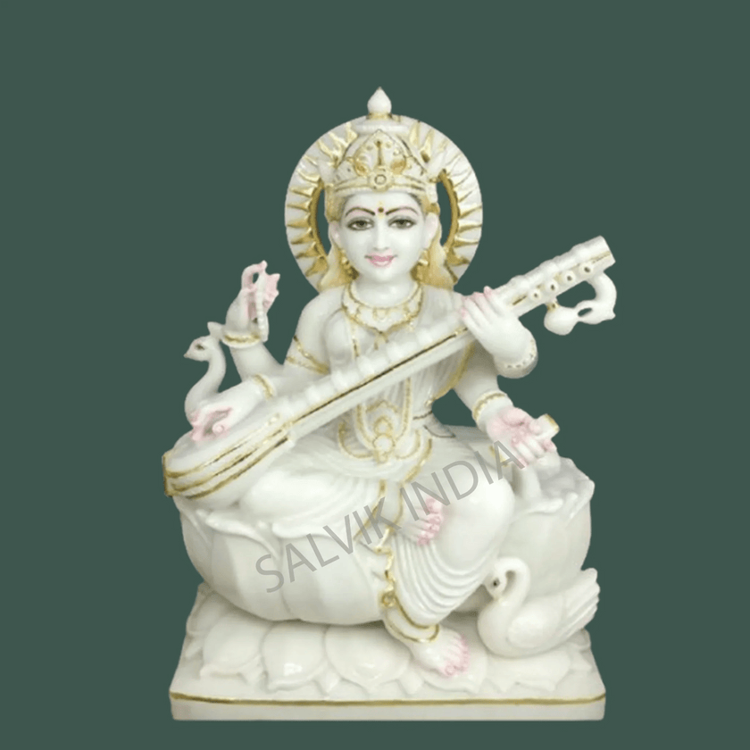Marble Maa Saraswati Murti - Salvik | Marble Murti Manufacturers in India