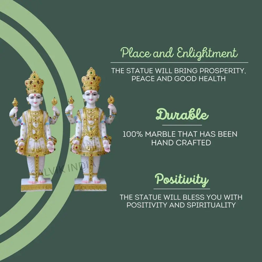 Marble Nar Narayan Statue Close-Up – Premium Handcrafted Idol