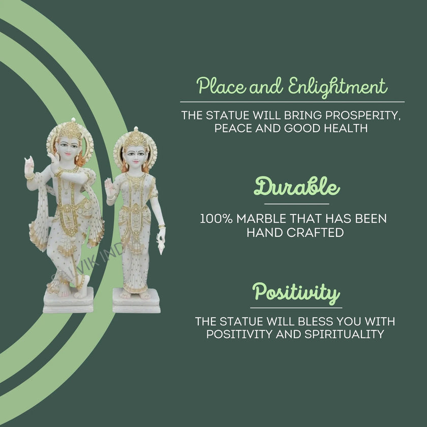 Marble Radha Krishna Idol - Salvik | Marble Murti Manufacturers in India