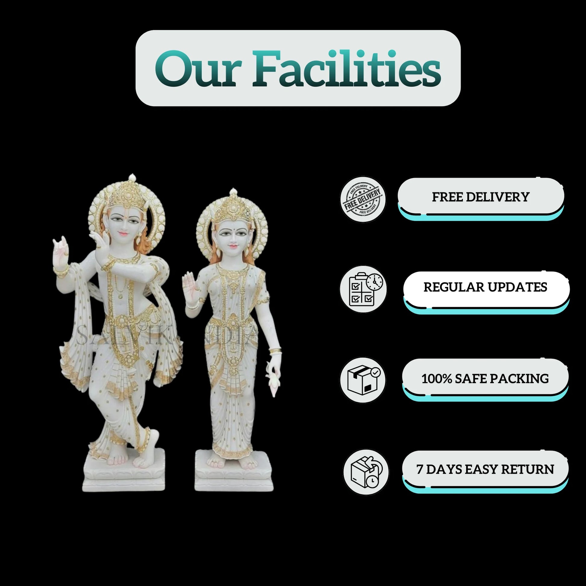 Marble Radha Krishna Idol - Salvik | Marble Murti Manufacturers in India