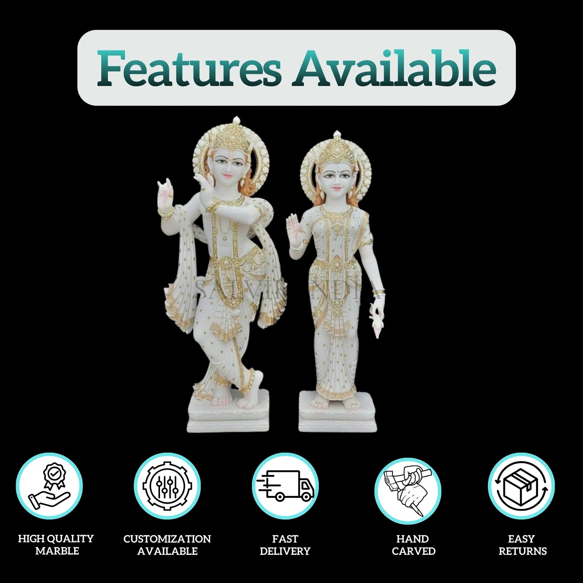 Marble Radha Krishna Idol - Salvik | Marble Murti Manufacturers in India