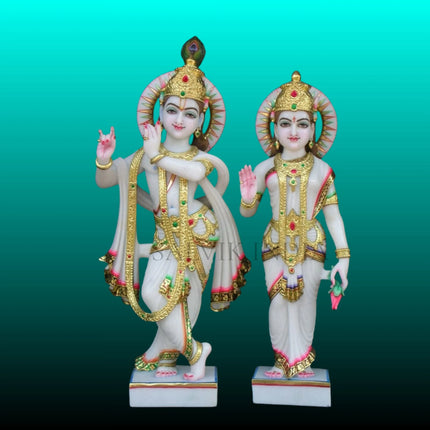 Marble Radha Krishna Moorti – Front View Handcrafted Idol