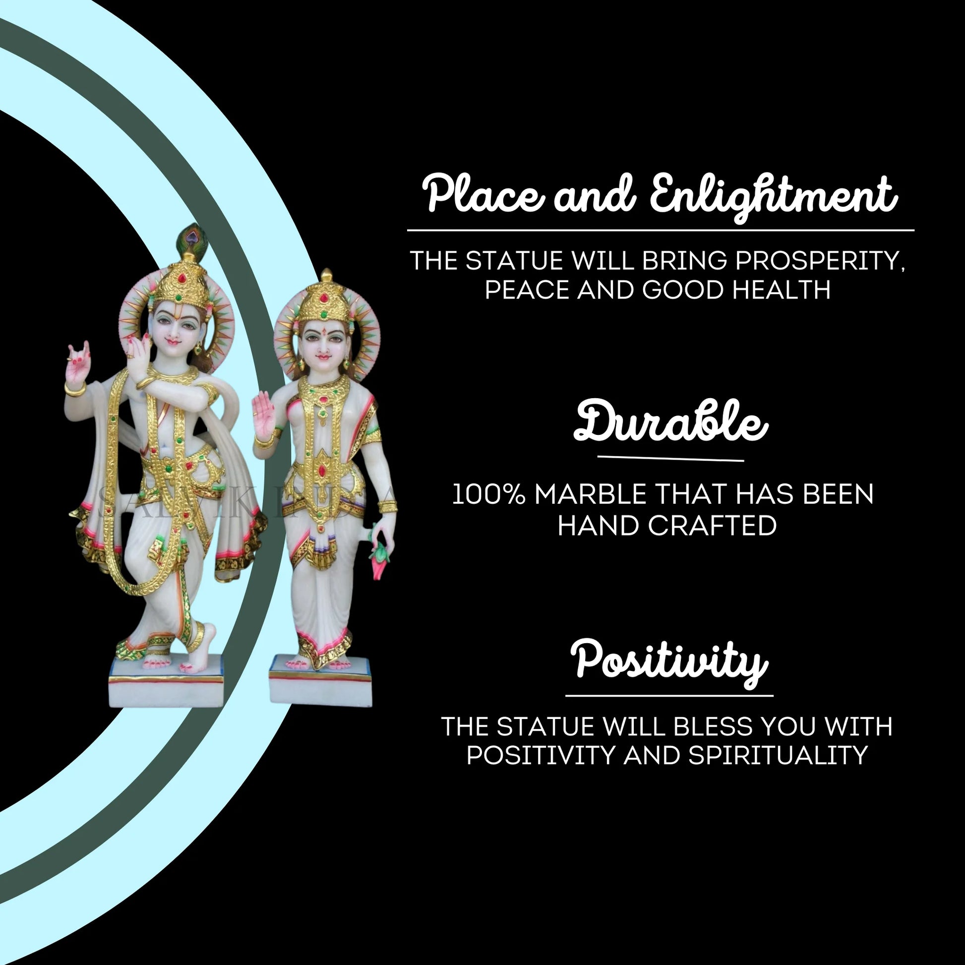 Marble Radha Krishna Moorti for Home Temple & Décor