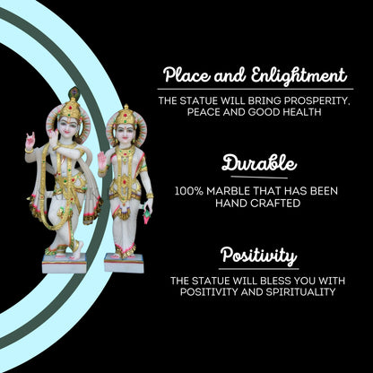Marble Radha Krishna Moorti for Home Temple & Décor