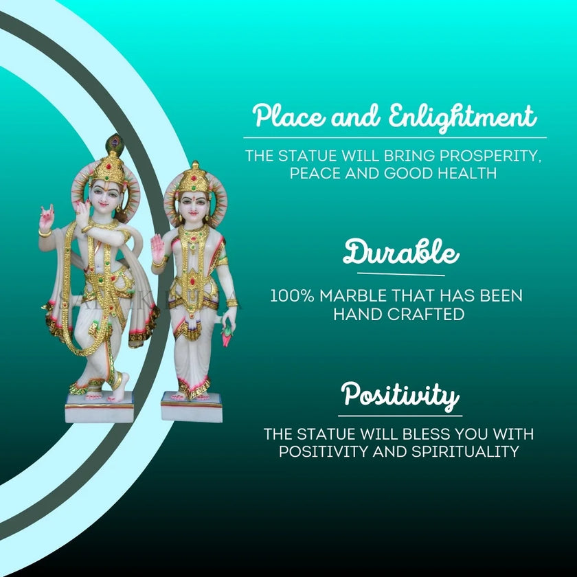 Marble Radha Krishna Moorti for Home Temple & Décor