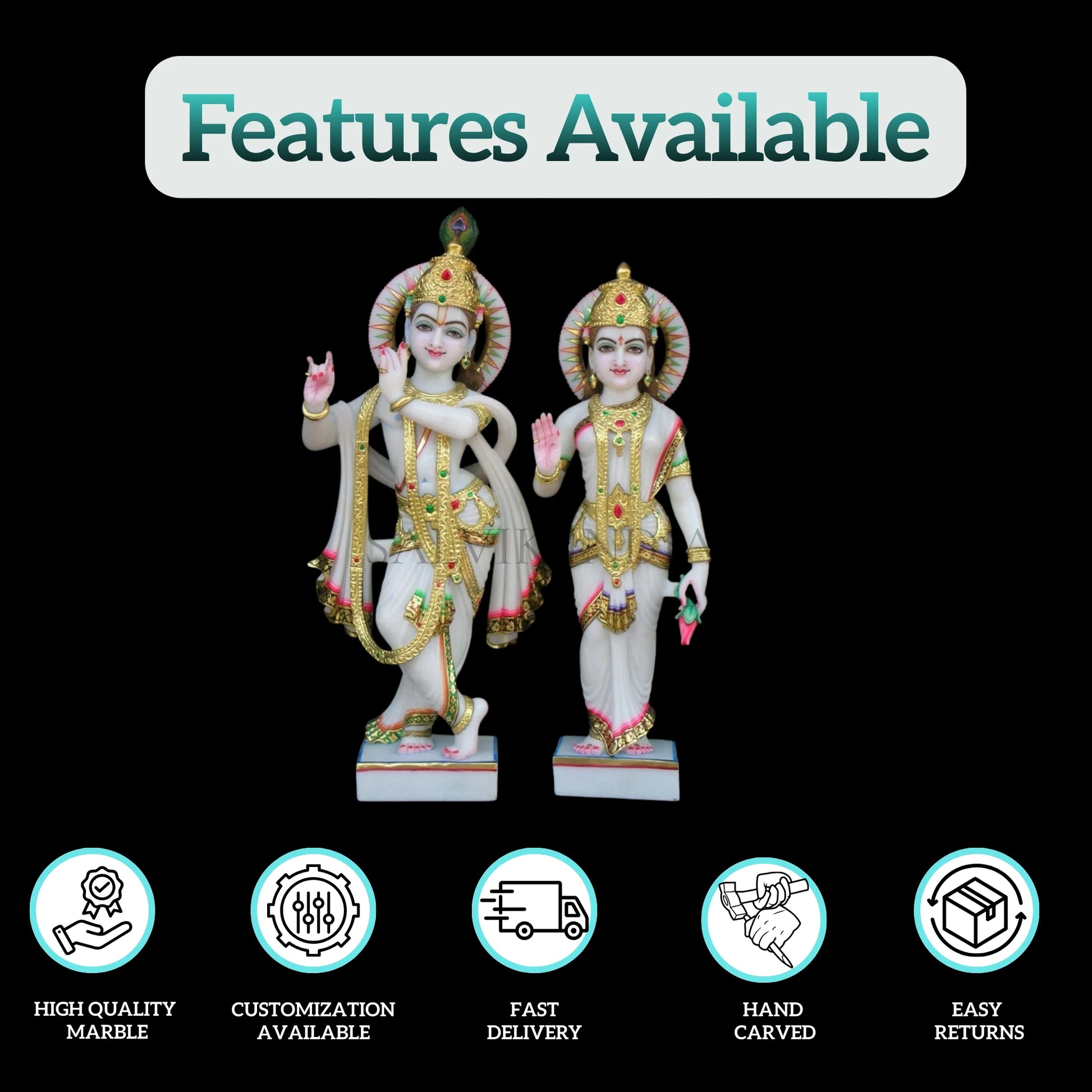 Marble Radha Krishna Moorti – Side View