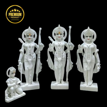 Handcrafted marble Ram Darbar idol for home temple in white finish