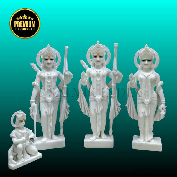 Handcrafted marble Ram Darbar idol for home temple in white finish