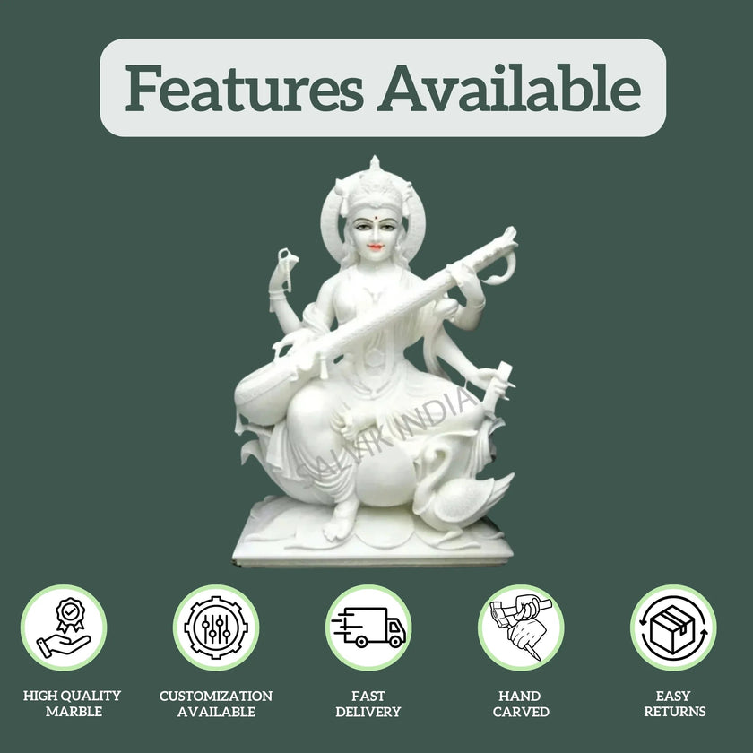 Marble Saraswati Murti - Salvik | Marble Murti Manufacturers in India