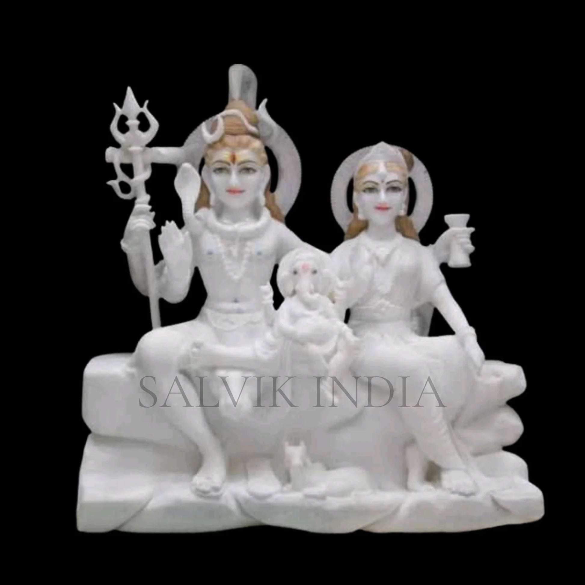 Marble Shiv Parivar Idol handcrafted from Makrana marble