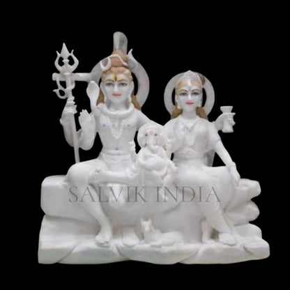 Marble Shiv Parivar Idol handcrafted from Makrana marble