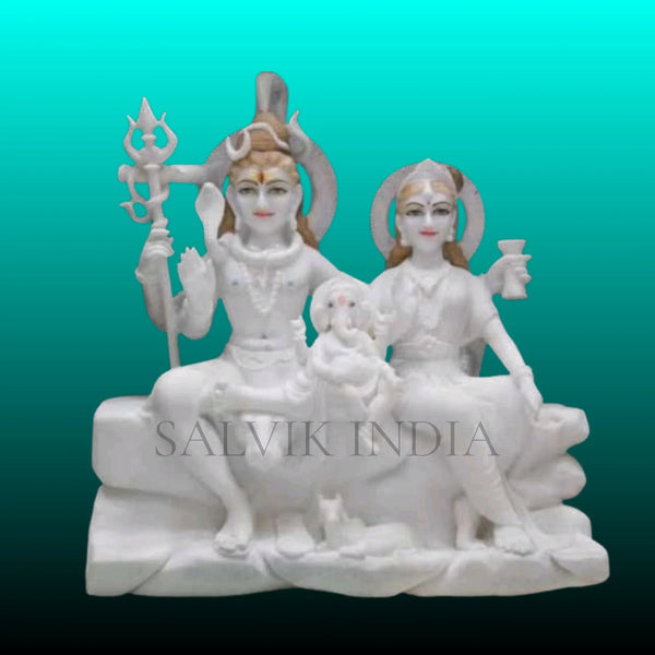 Marble Shiv Parivar Idol handcrafted from Makrana marble
