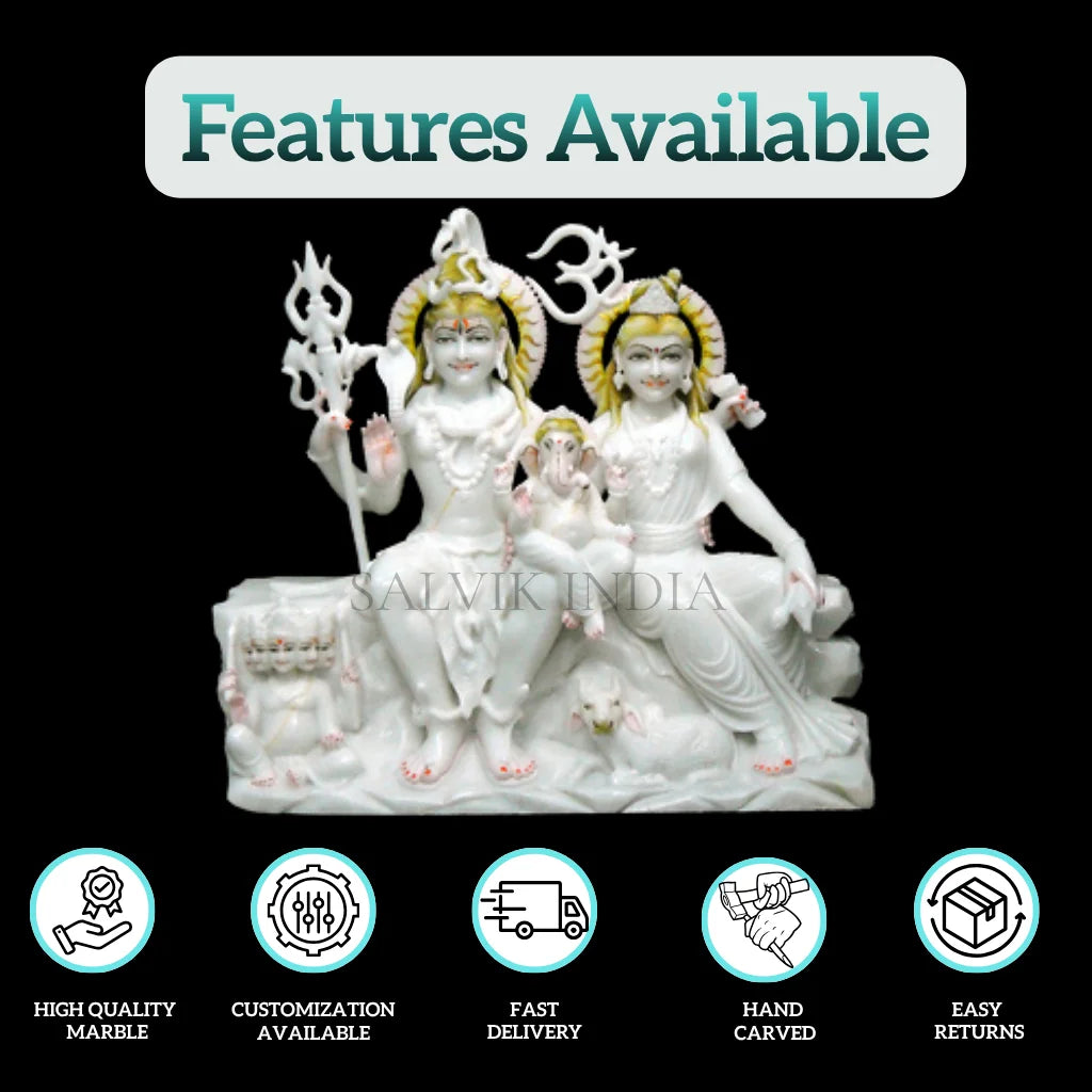 White marble Shiv Parivar statue for home temple