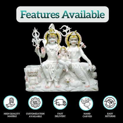 White marble Shiv Parivar statue for home temple