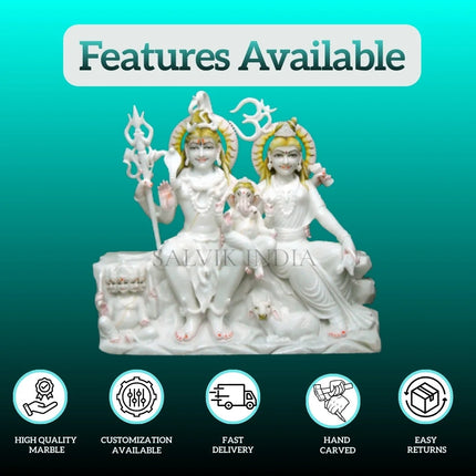 White marble Shiv Parivar statue for home temple