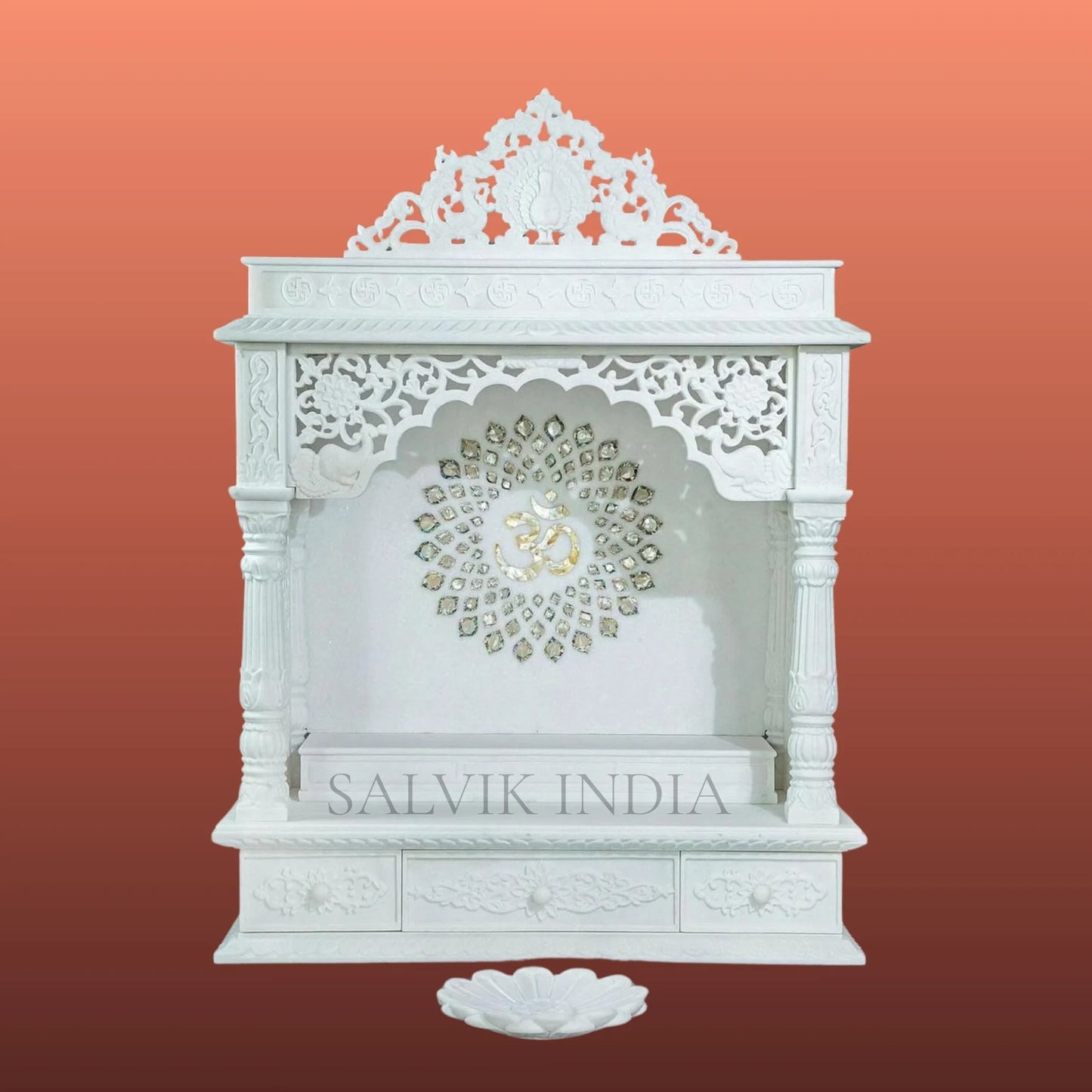 marble stone temple with traditional detailing handcrafted pooja mandir