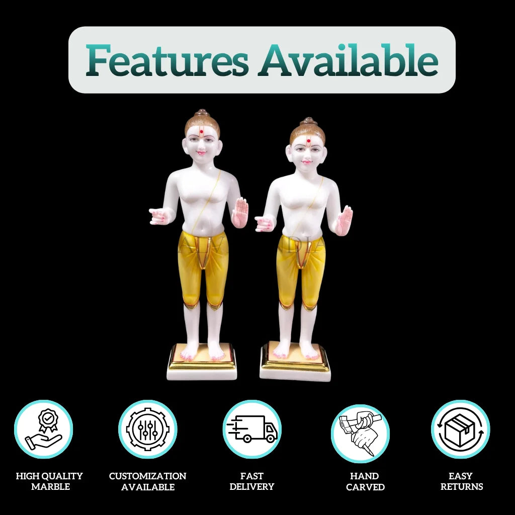 Marble Swami Narayan Statue side angle – premium marble murti for temple