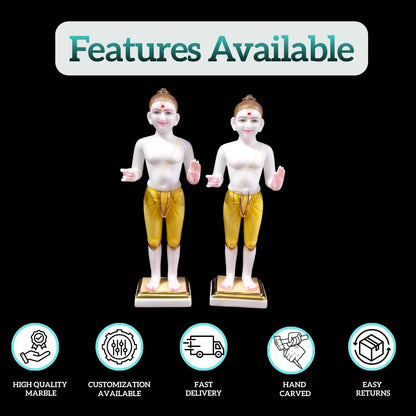 Marble Swami Narayan Statue side angle – premium marble murti for temple