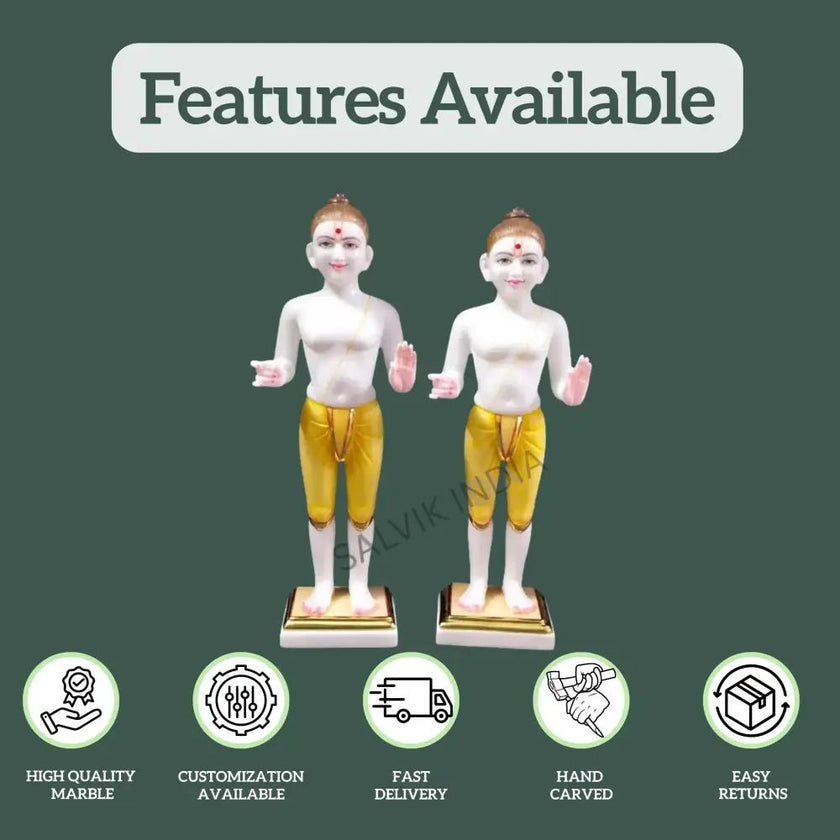 Marble Swami Narayan Statue side angle – premium marble murti for temple