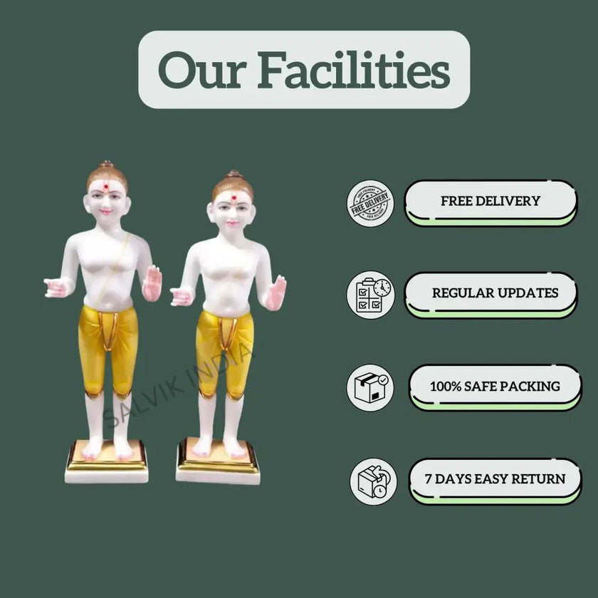 Close-up of Marble Swami Narayan Statue showing fine carving details