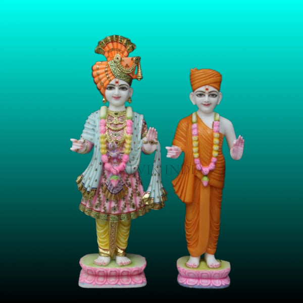 Marble Swaminarayan Murti – Handcrafted Swami Narayan Marble Statue 