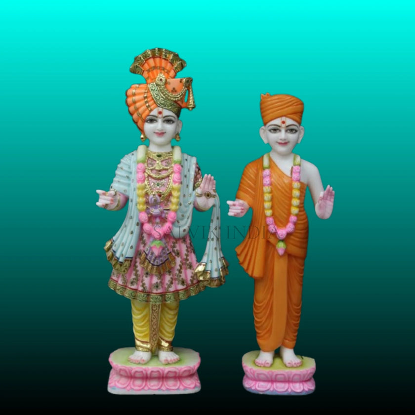 Marble Swaminarayan Murti – Handcrafted Swami Narayan Marble Statue 