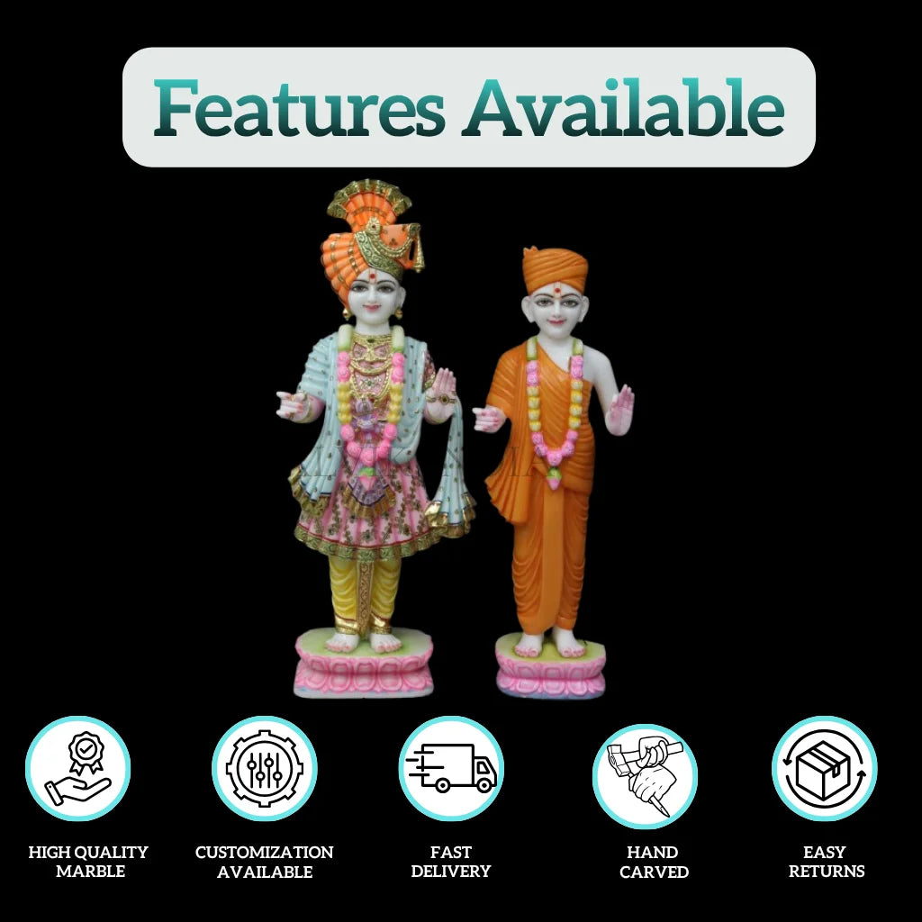 Marble Swaminarayan Murti – Handcrafted Swami Narayan Marble Statue - Salvik | Marble Murti Manufacturers in India