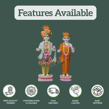 Marble Swaminarayan Murti – Handcrafted Swami Narayan Marble Statue - Salvik | Marble Murti Manufacturers in India