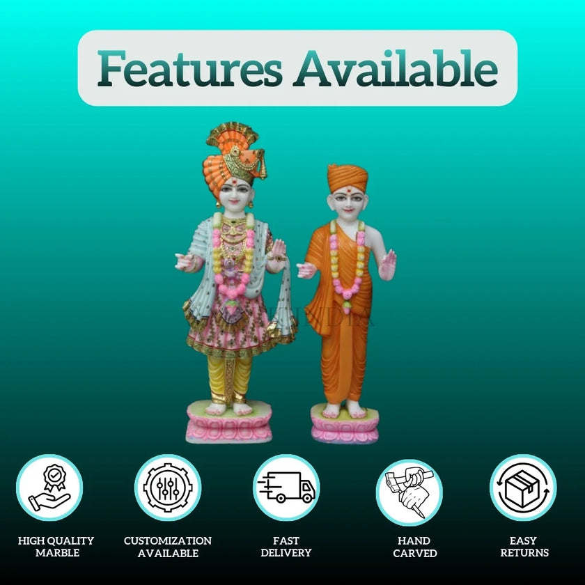 Marble Swaminarayan Murti – Handcrafted Swami Narayan Marble Statue - Salvik | Marble Murti Manufacturers in India