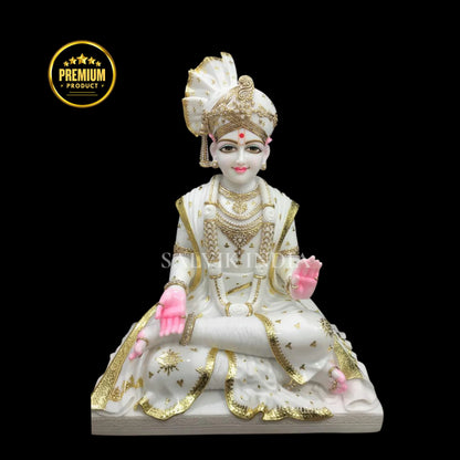 Marble Swaminarayan Statue handcrafted from Makrana marble