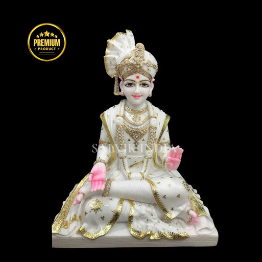 Marble Swaminarayan Statue handcrafted from Makrana marble