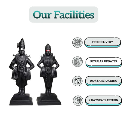 Close-up of Marble Vitthal Rukmani Statue Detailing – Handcrafted Marble