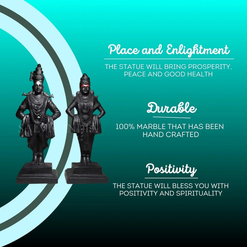 Marble Vitthal Rukmani Statue for Home Temple & Décor