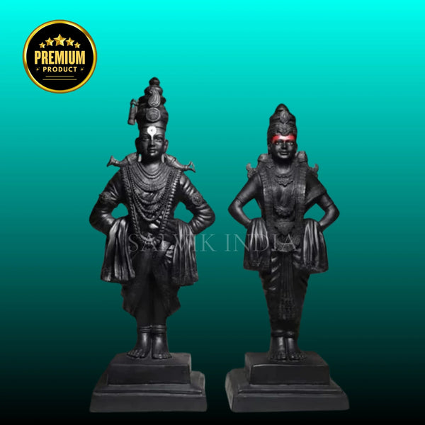 Marble Vitthal Rukmani Murti – Front View Handcrafted Marble Idol