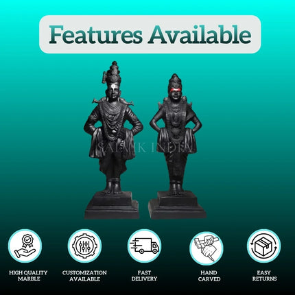 Marble Vitthal Rukmani Statue – Side View Premium Marble