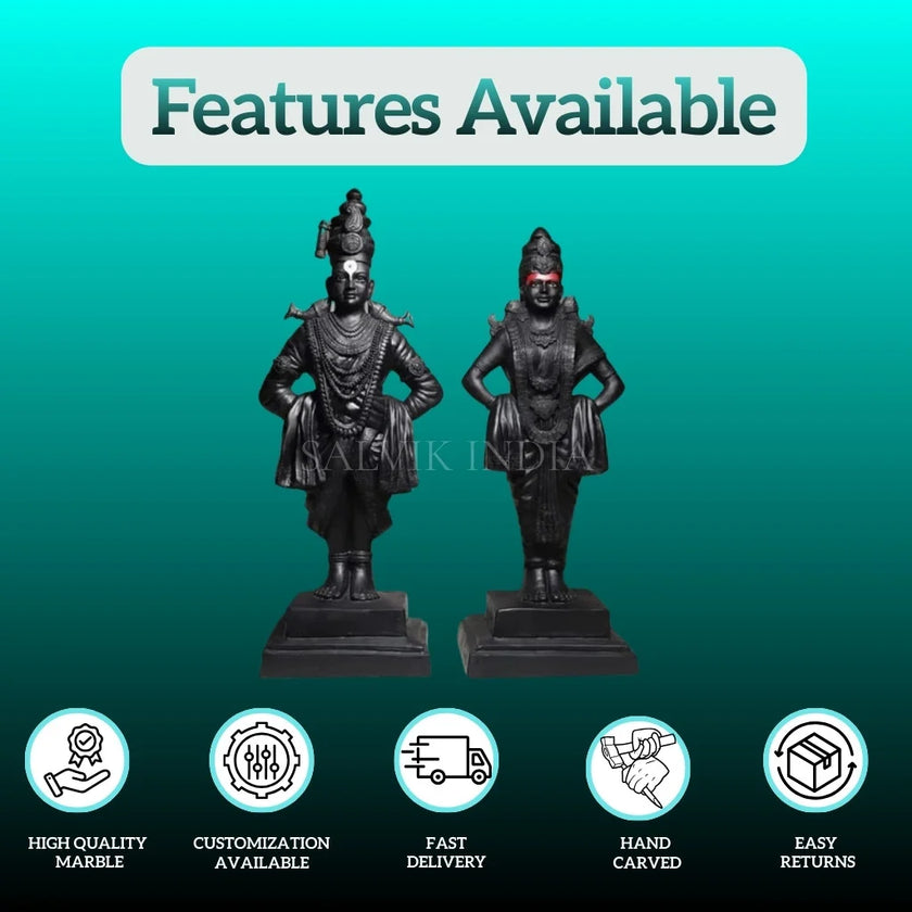 Marble Vitthal Rukmani Statue – Side View Premium Marble