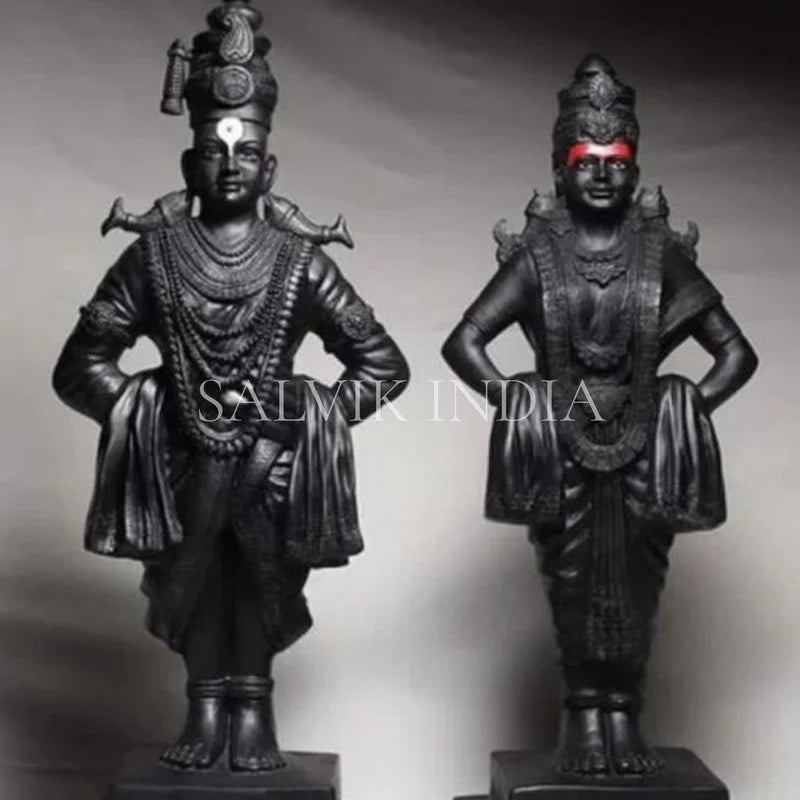 Marble Vitthal Rukmani Statue handcrafted in white marble