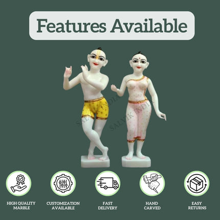 Marble Iskcon Radha Krishna Statue (12 - 30 Inch) 1