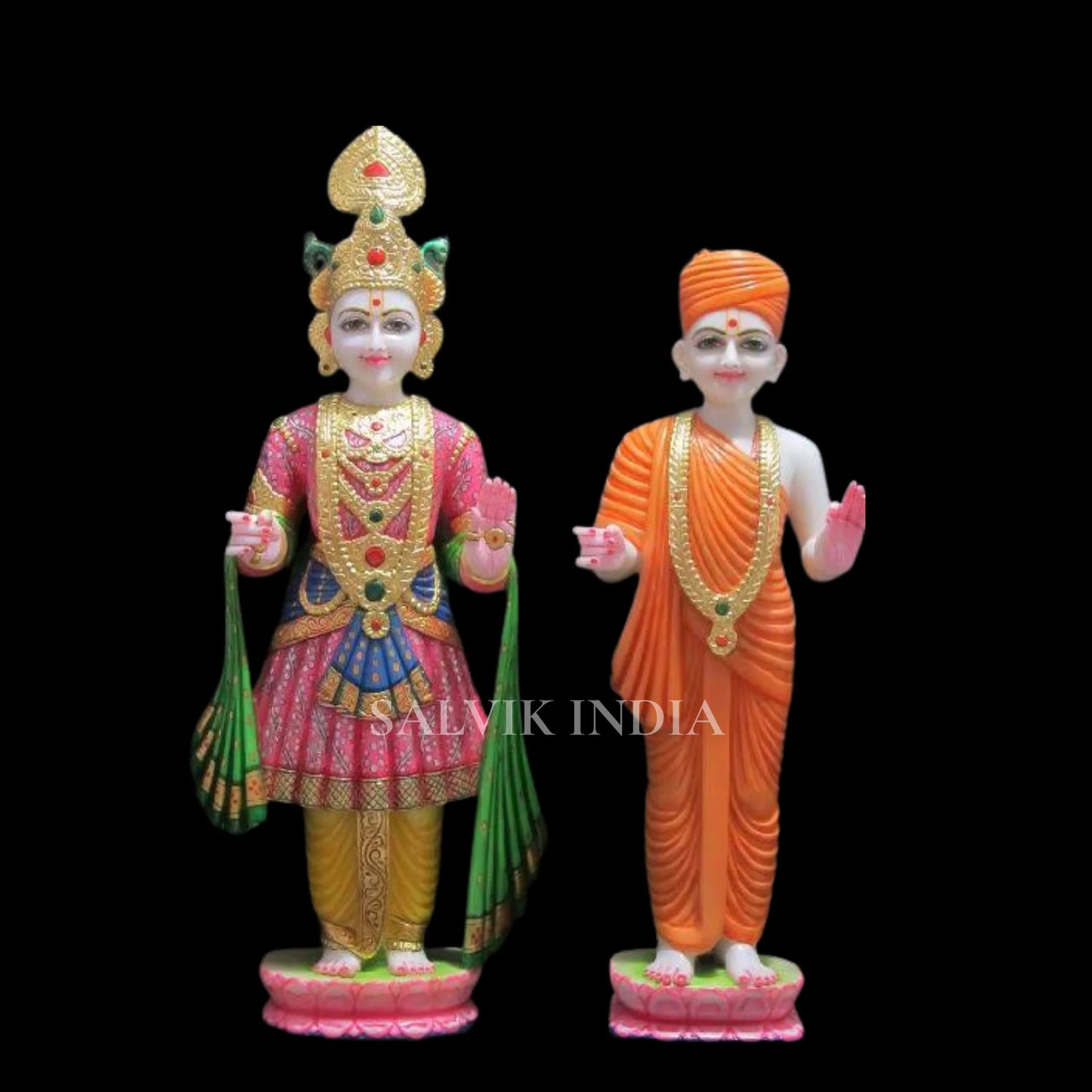 Marble Swaminarayan Statue with Mukut