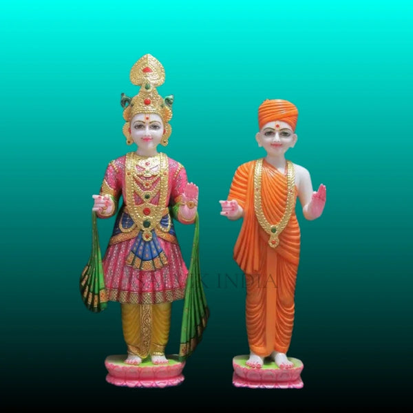 Marble Swaminarayan Statue with Mukut