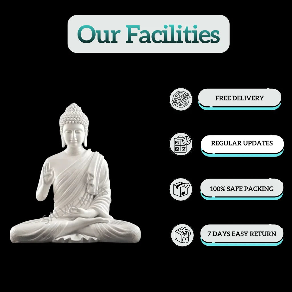Side angle of meditating marble Buddha statue 18 inch