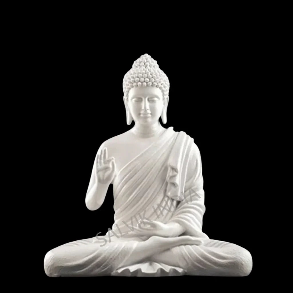 Meditating marble Buddha statue 18 inch handcrafted for home temple