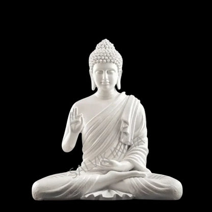 Meditating marble Buddha statue 18 inch handcrafted for home temple